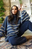 Big Softie Stripe Funnel Grunge Knit Denim 